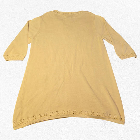 Y2K Blair Yellow Crochet Knit Twofer Popover Tunic Sweater Dress Size Large - Picture 8 of 8